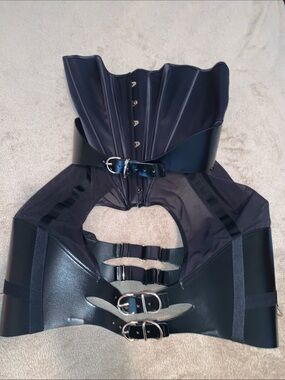 Honey Birdette XL Black Sculpting Waist Cincher Corset with Buckle Accents